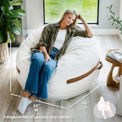 Big Joe Fuf Large Bean Bag - Sandstone Boucle - Like New