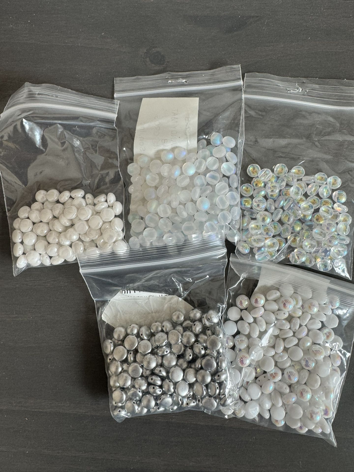 Preciosa Czech Pressed Glass Beads - Candy 08MM - White / Iridescent