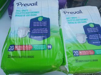 New Prevail NU-FIT DAILY BRIEFS 20 M MEDIUM 32 in-44 in MAXIMUM ABSORBENCY. 4 Packages/20Pcs each.