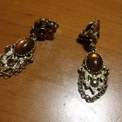 Vintage clip-on earrings with M initial