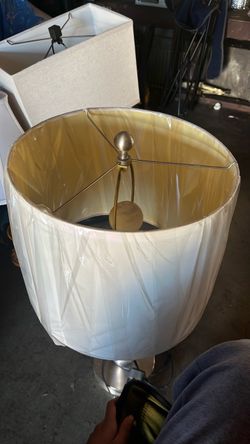Table Lamp with White Drum Shade