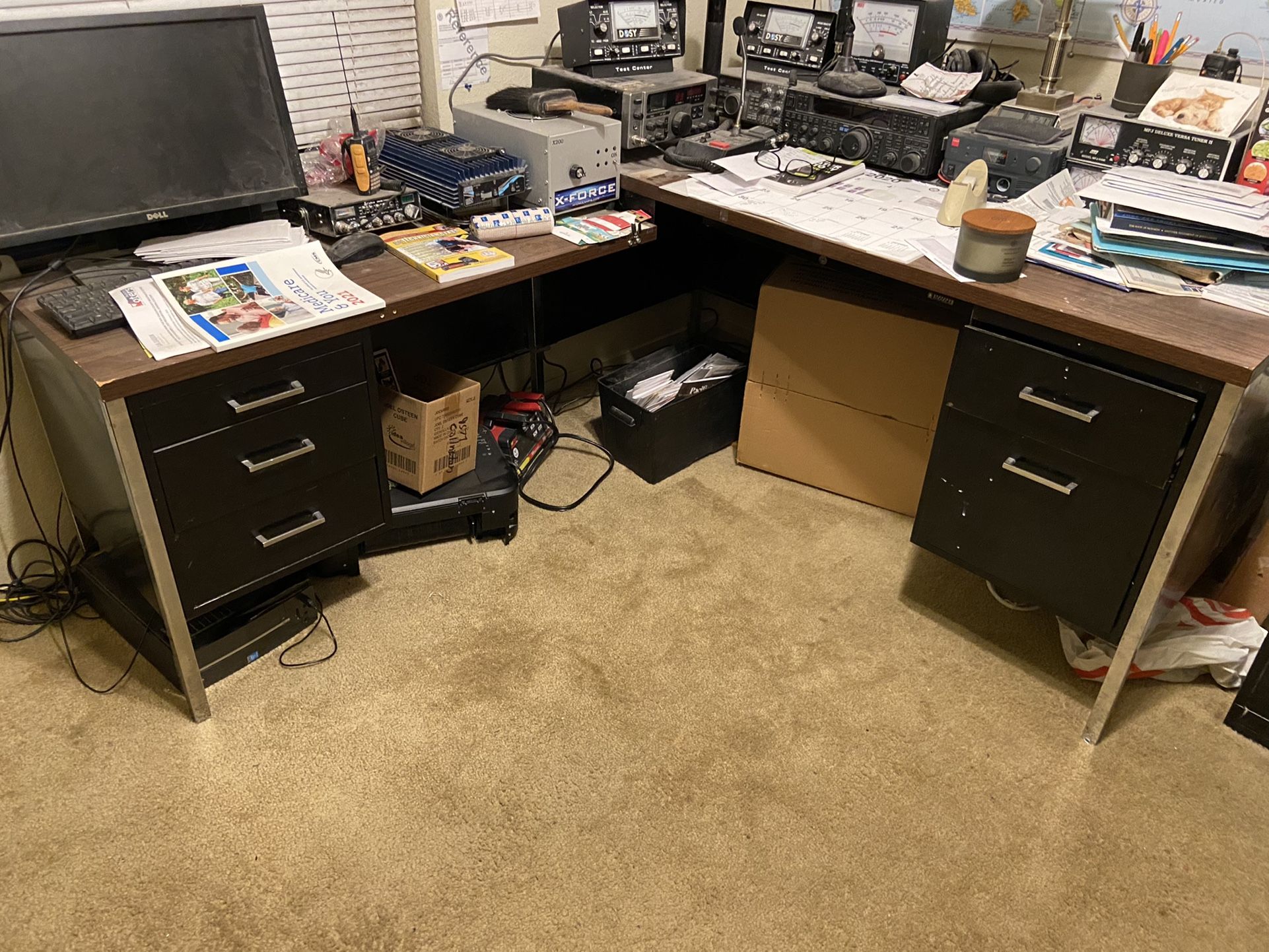 Wood And Metal Corner Desk