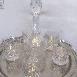Crystal Wine Bottle With Glasses $35