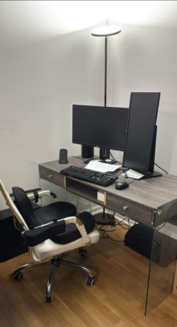 Reduced offer - $30 - Modern Minimalist Desk with Glass Sides & Storage – Excellent Condition