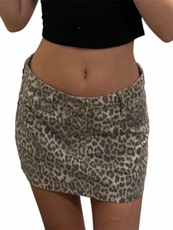 Leopard Print Low-Rise Denim Mini Skirt