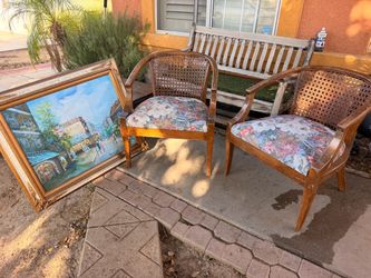 2 vintage chairs and frame