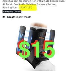 Slim-Fit Ankle Brace for Sprained Ankle, Quick Lace Up Ankle Support for Women Men with 2 Auto-Shaped Pads, Air Fabric Cool Ankle Stabilizer for Injur