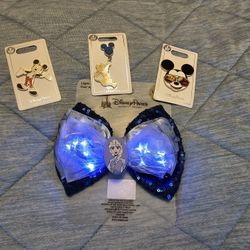 Disney Pin Set And Hair Clip