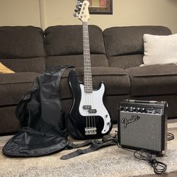 Bass Guitar And 10G Fender Amplifier 