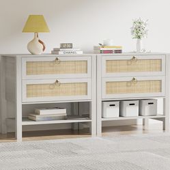 Pair of Rattan End Tables - DH472