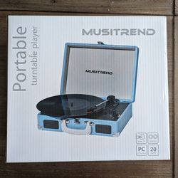 New Musitrend Blue MT316 Portable Turntable Player