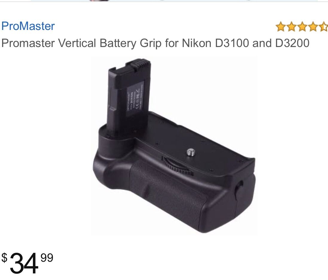 New Promaster Nikon D3100 D3200 vertical battery grip - photography - video - portraits - students - events - wedding