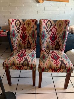 Set of 2 Ikat Upholstered Accent Chairs