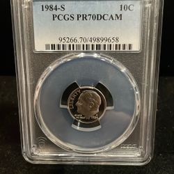 1984 S Gem Proof Perfect Graded Roosevelt Dime Graded At PR70 Deep Cameo A-12