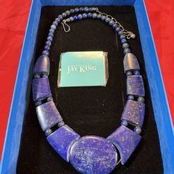 Jay King Turquoise Lapis Reversible Sterling Silver Necklace DTR 16-19” Box 86g