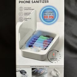 Sharper Image UV-Zone Phone Sanitizer Disinfect Essential Items Sanitize & Charg