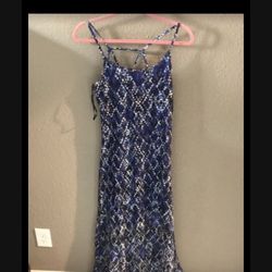 Vestido Largo Azul Con Blanco Nunca Se Usó Size M
