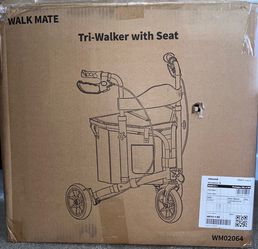 WALK MATE 3-Wheel Tri-Walker Rollator Walker with Seat