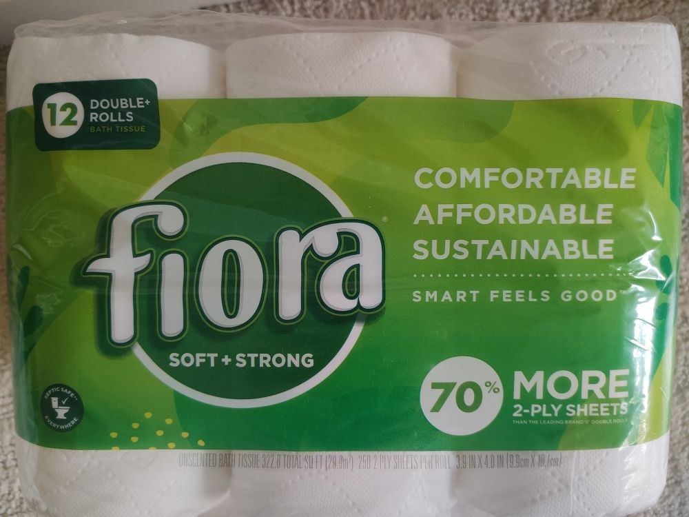 Fiora Soft + Strong Bath Tissue - 12 Double+ Rolls