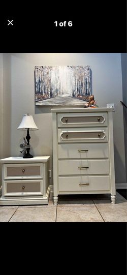 White chest and nightstand set