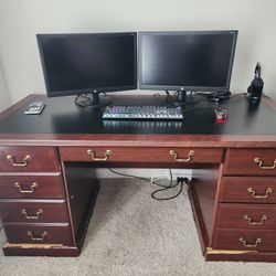 FREE! Executive Desk – Solid Wood with Black Inlay