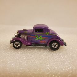 1:64 1979 Hot Wheels Hi-Rakers Purple 34 Ford Coupe Hot Rod Vintage Diecast Car 
