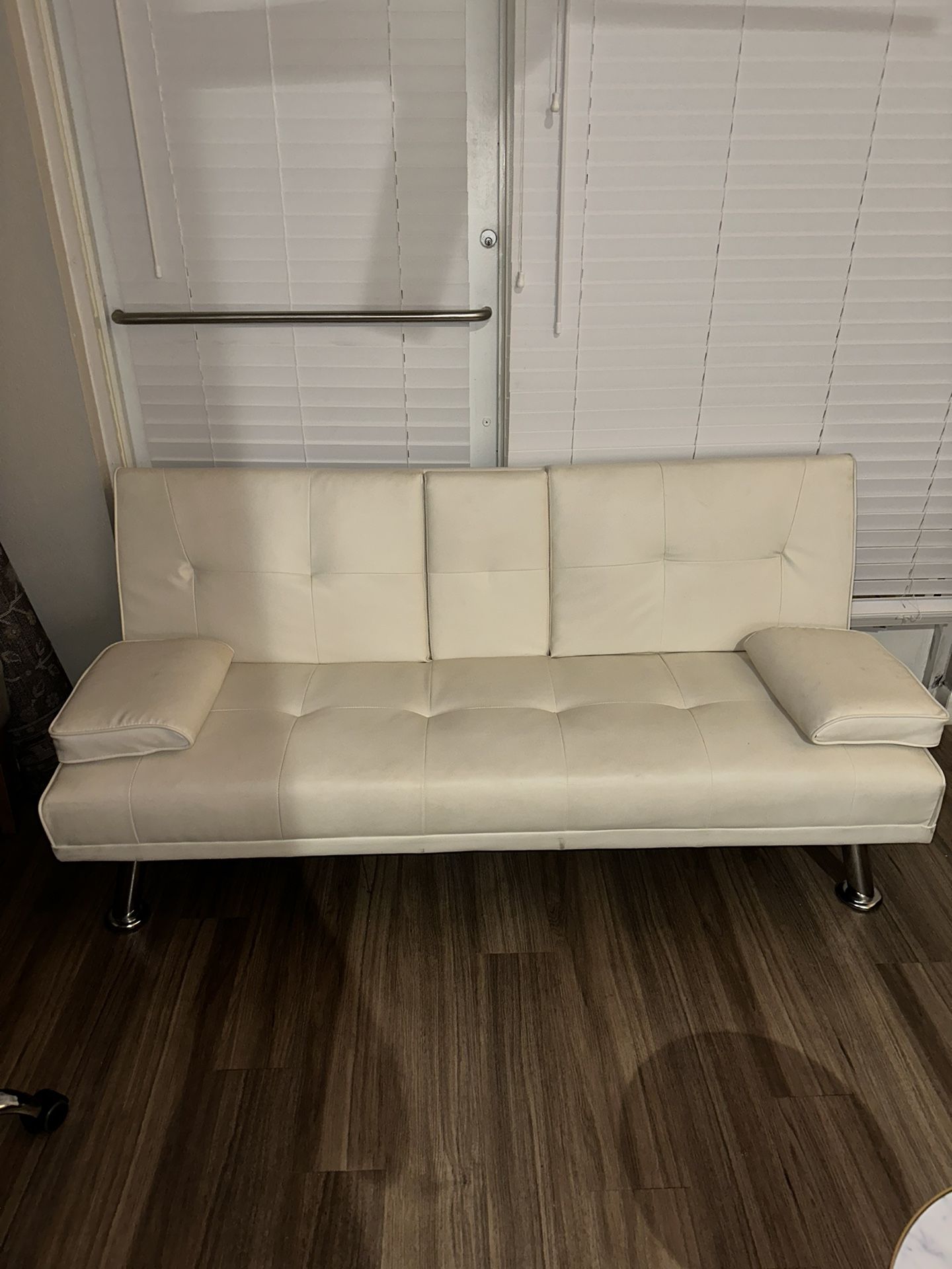 White Faux Leather Futon for Sale in Dallas, TX OfferUp