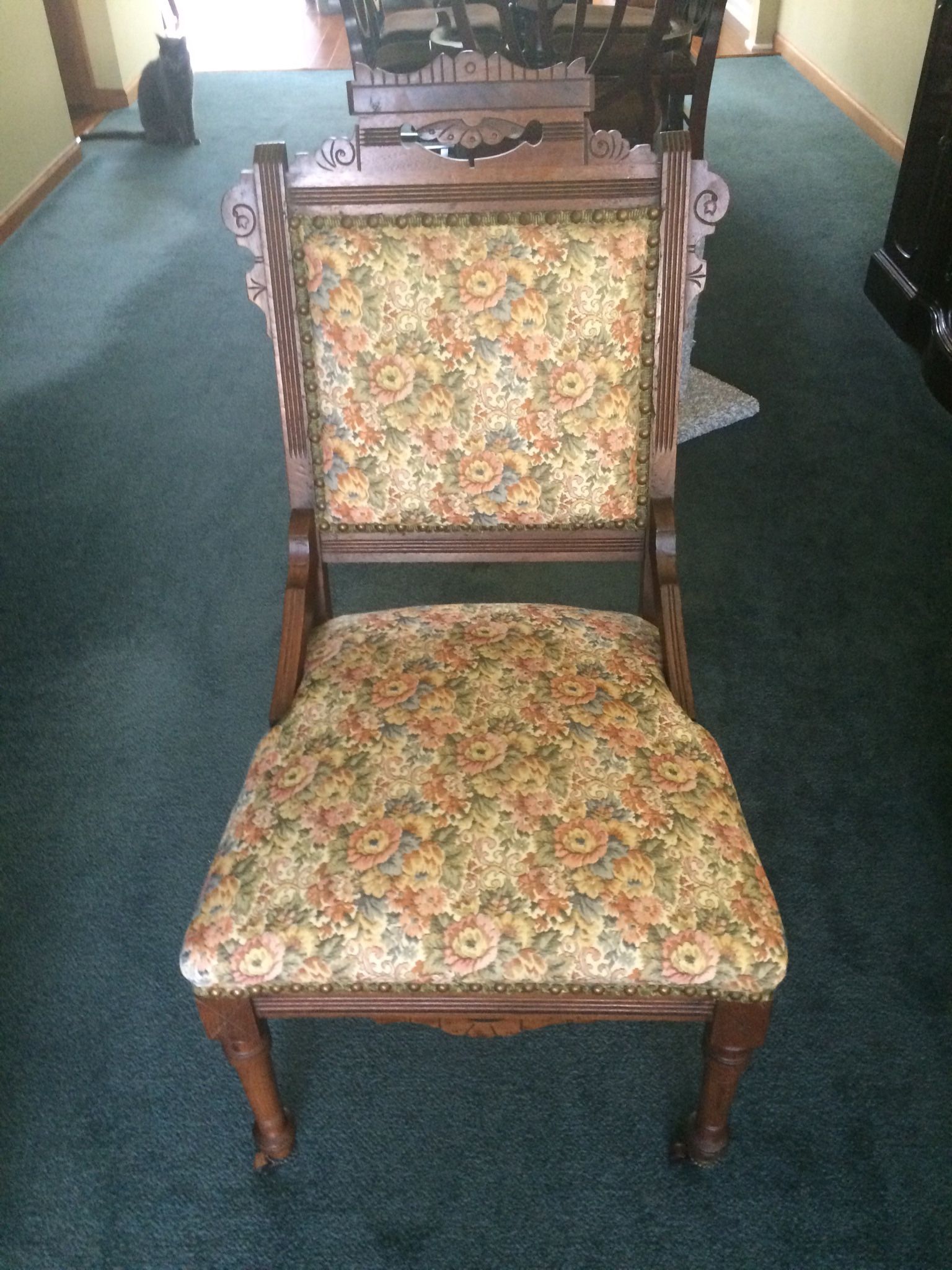Vintage Floral Tapestry Chair