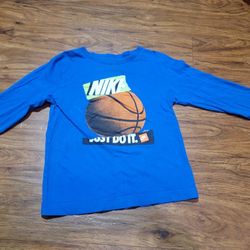 Nike Kids Blue Basketball Graphic Long Sleeve Shirt Size 5 Small