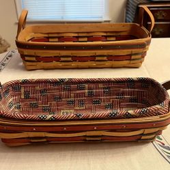 Longaberger Patriotic Bread And Cracker Baskets Set Of 2 1993