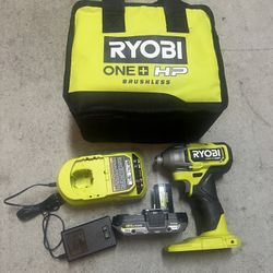 New RYOBI ONE+ HP 18V Brushless Cordless 1/4 in. Impact Driver with 2.0 Ah Battery and Charger 