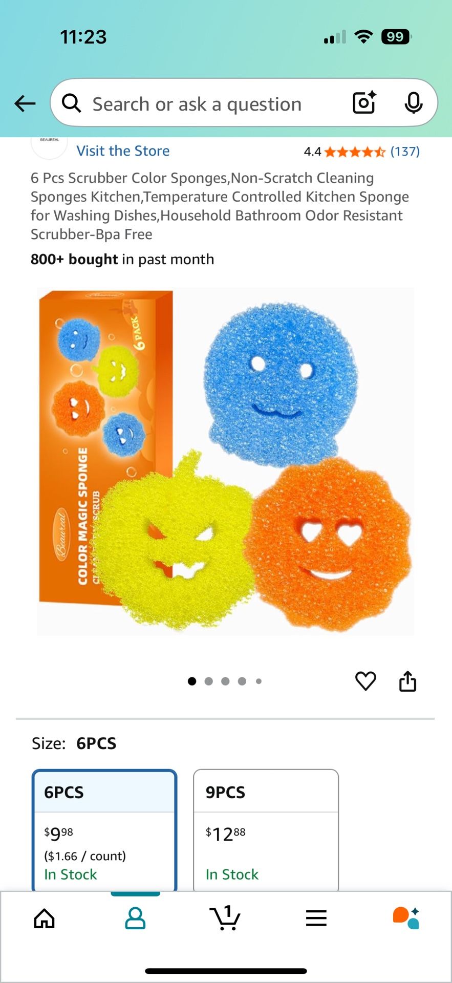 6 Pcs Scrubber Color Sponges,Non-Scratch Cleaning Sponges Kitchen,Temperature Controlled Kitchen Sponge for Washing Dishes,Household Bathroom Odor Res