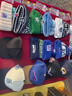 NFL Team Beanies and Snapback Caps Lot