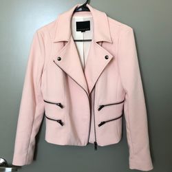 Pastel Baby Pink Gunmetal Banana Republic Moto Biker Jacket Small 4