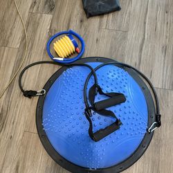 Bosu ball with resistance bands