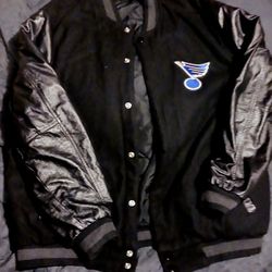 Men's St. Louis Blues JH Design Black Two Hit Wool & Leather Reversible Jacket