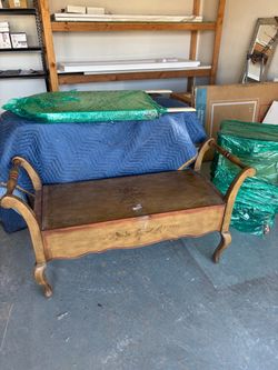 Vanity with stool, side table and storage bench