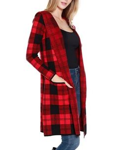 Brand new Belldini Hooded Plaid Coatigan Sweater medium 