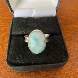 Larimar & Sterling Ring Size 8 