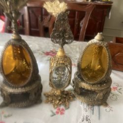 Ormolu Brass Vintage Perfume Bottles (One Is Missing The Top)