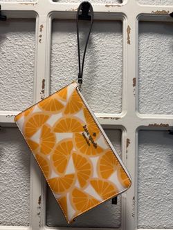 Kate Spade Wrist Clutch Orange Print