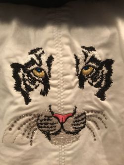 White /black custom embroidered, embellished with swarvorski cyrstals absolutely stunning a must see by Flaunt Custom Designs size small