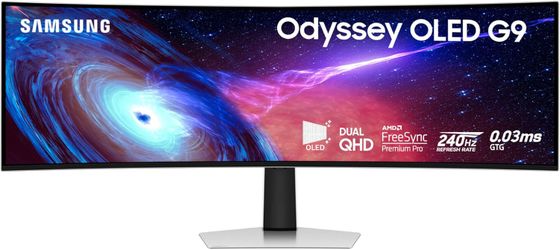 Samsung 49" Odyssey OLED (G93SC) Series Curved Gaming Monitor w QD-OLED, 240Hz, 0.03ms, DQHD, G-Sync Compatible, AMD FreeSync Premium Pro,Height Adjus