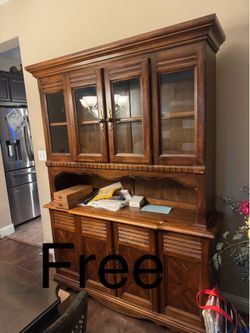 Free traditional solid wood china hutch