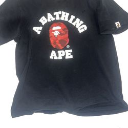 bape red and black shirt