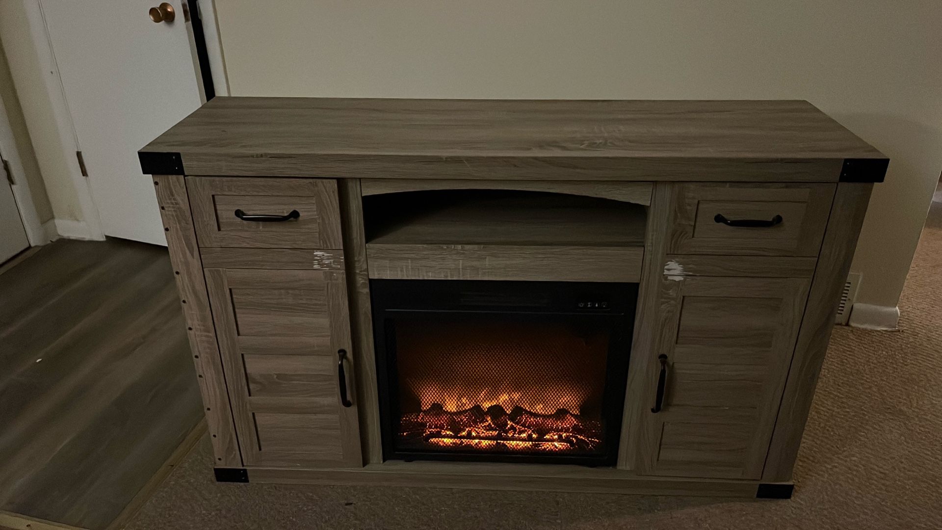 Electric fireplace Built Into Entertainment/TV stand