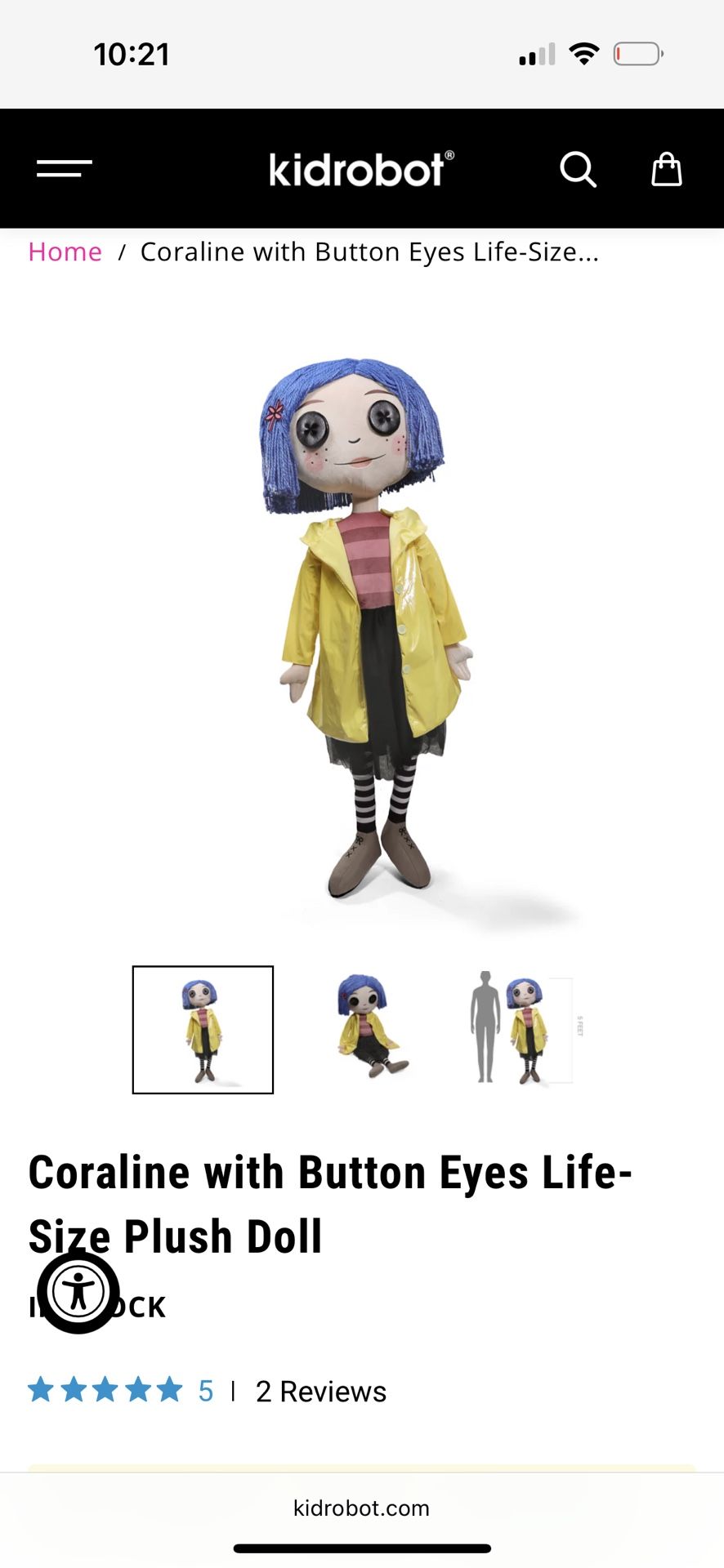 Life size Coraline Doll Kidrobot