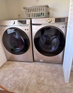 Samsung Smart Front Load Washer & Dryer Set - Champagne ( Can deliver/install )