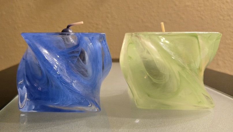 PartyLite New Expressions Blue & Green Votive/Tealight Holders