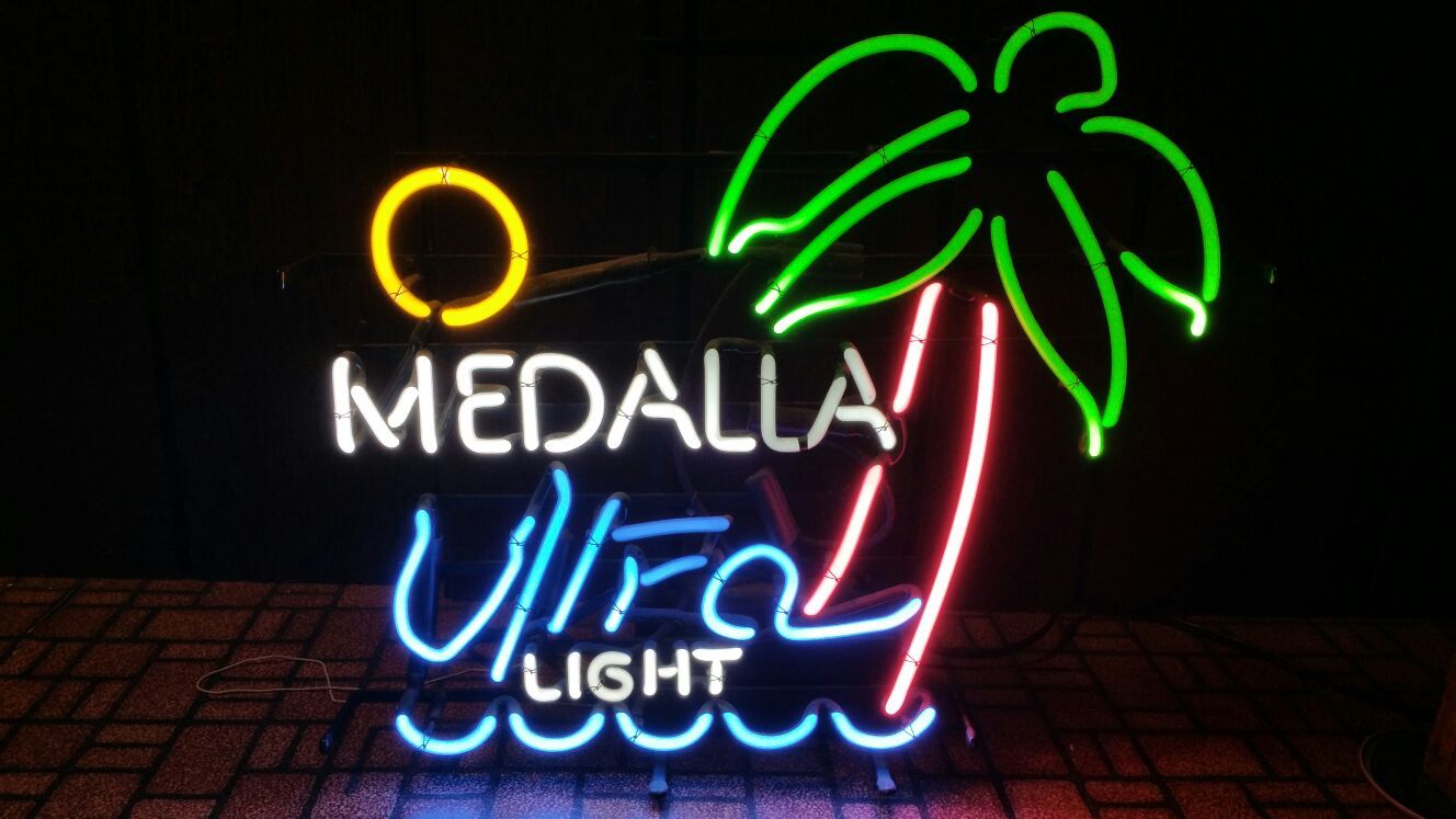 Vintage Medalla Ultra Light beer neon from Puerto Rico
